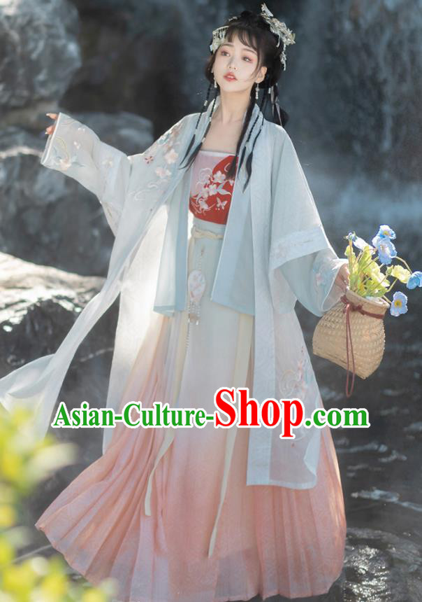 China Ancient Young Woman Garment Costumes Hanfu Clothing Song Dynasty Princess Dresses