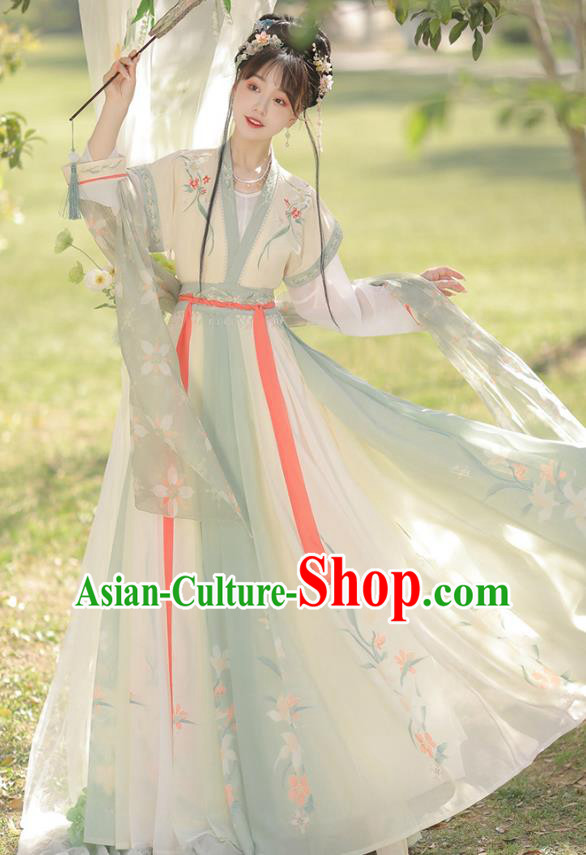 China Ancient Goddess Garment Costumes Hanfu Ruqun Clothing Jin Dynasty Princess Dresses