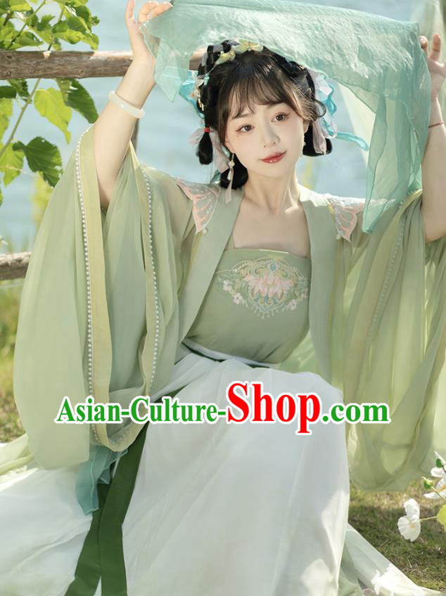 China Tang Dynasty Princess Green Dresses Ancient Butterfly Fairy Garment Costumes Hanfu Ruqun Clothing