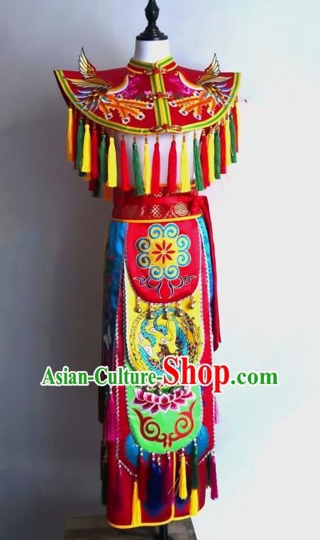 China Embroidered Folk Dance Garments Fiesta Parade Master Costumes Nuo Opera Er Lang God Clothing