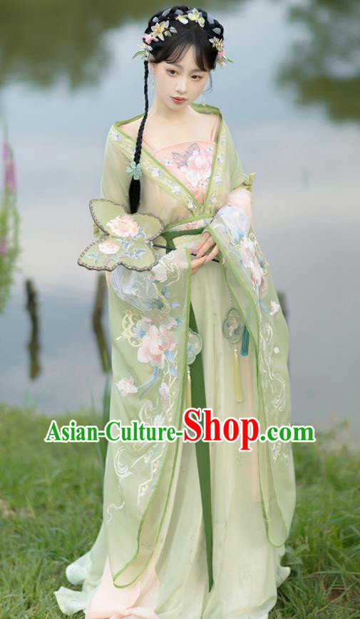 China Hanfu Ruqun Clothing Southern and Northern Dynasties Princess Green Dresses Ancient Fairy Garment Costumes