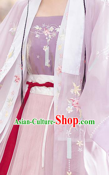 China Ming Dynasty Princess Purple Dresses Ancient Noble Lady Garment Costumes Hanfu Embroidered Clothing