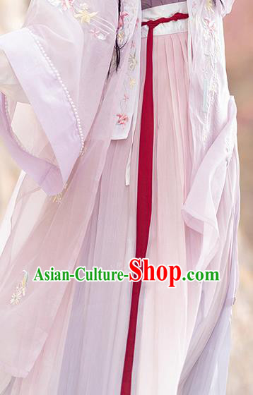 China Ming Dynasty Princess Purple Dresses Ancient Noble Lady Garment Costumes Hanfu Embroidered Clothing