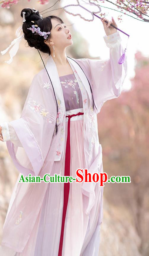China Ming Dynasty Princess Purple Dresses Ancient Noble Lady Garment Costumes Hanfu Embroidered Clothing