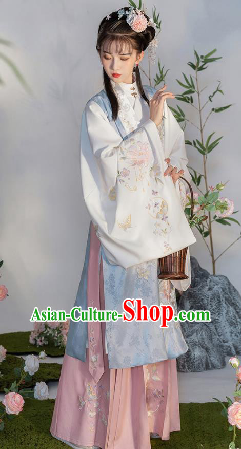 China Ancient Noble Lady Garment Costumes Hanfu Embroidered Clothing Ming Dynasty Princess Dresses