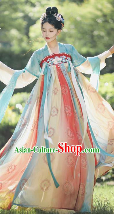 China Ancient Palace Lady Garment Costumes Hanfu Ruqun Clothing Tang Dynasty Royal Princess Dresses