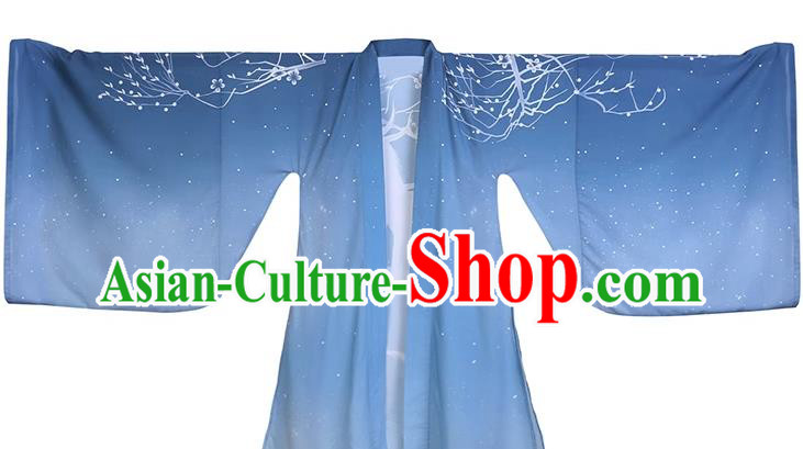 China Jin Dynasty Young Hero Clothing Ancient Swordsman Garment Costumes Blue Hanfu