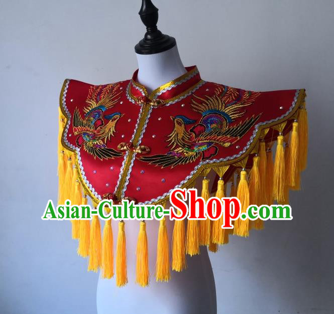 China Immortal Red Cappa Fiesta Parade Master Embroidered Costume Folk Dance God Clothing