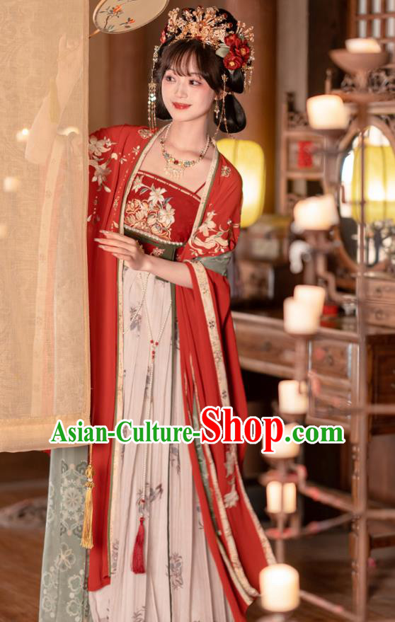China Traditional Hanfu Hezi Dresses Tang Dynasty Royal Princess Wedding Clothing Ancient Court Lady Garment Costumes