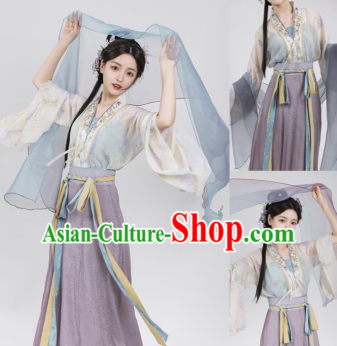 China Ancient Goddess Garment Costumes Traditional Hanfu Dresses Jin Dynasty Court Princess Clothing