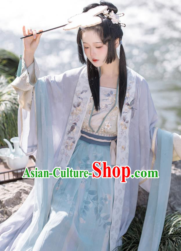 China Song Dynasty Noble Woman Costumes Traditional Embroidered Hanfu Dresses Ancient Royal Princess Clothing