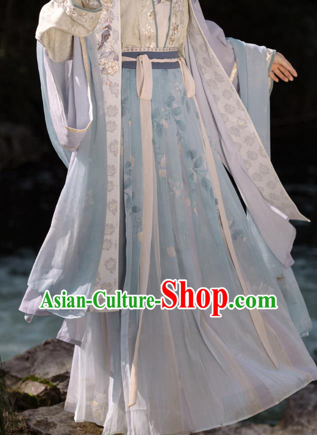 China Song Dynasty Noble Woman Costumes Traditional Embroidered Hanfu Dresses Ancient Royal Princess Clothing
