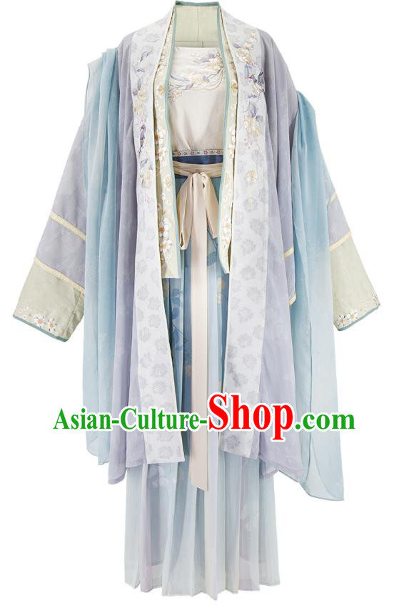 China Song Dynasty Noble Woman Costumes Traditional Embroidered Hanfu Dresses Ancient Royal Princess Clothing