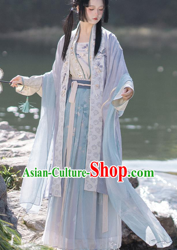 China Song Dynasty Noble Woman Costumes Traditional Embroidered Hanfu Dresses Ancient Royal Princess Clothing