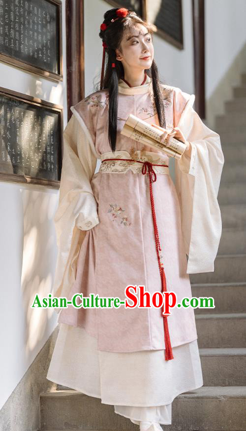 Chinese Ming Dynasty Childe Vest Coat and Skirt Set Ancient Male Embroidered Clothing A Dream in Red Mansions Jia Baoyu Hanfu Costumes
