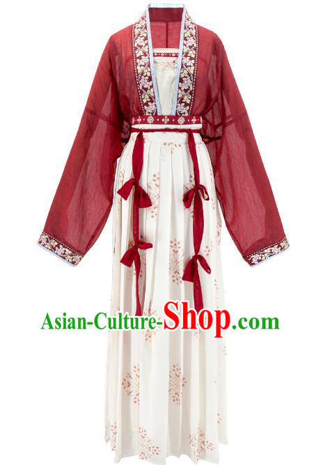 Chinese Ancient Female Embroidered Clothing Women Hanfu Dress Song Dynasty Princess Costume Set
