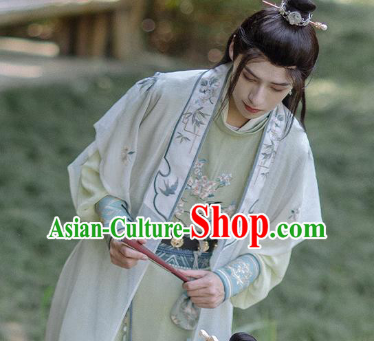 Chinese Male Hanfu Song Dynasty Costumes Ancient Swordsman Green Clothing