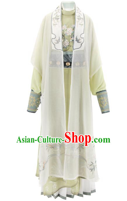 Chinese Male Hanfu Song Dynasty Costumes Ancient Swordsman Green Clothing