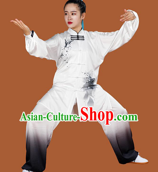 Chinese Kongfu Clothes Taijiquan Performance Ink Painting Butterfly Outfit Tai Chi Competition Clothing Wushu Tournament Uniform