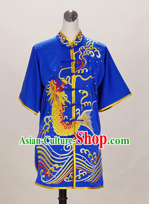 Chinese Wushu Uniform Kongfu Performance Royal Blue Outfit Changquan Competition Clothing