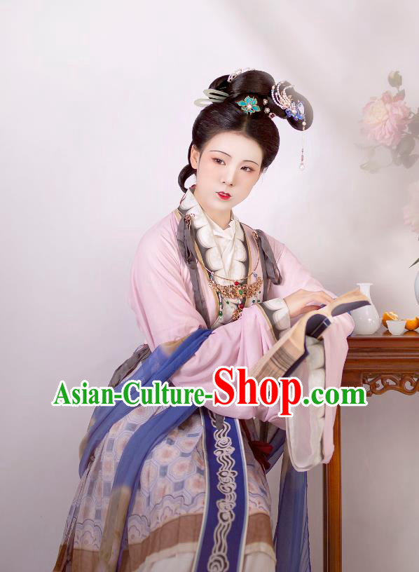 Chinese Song Dynasty Royal Empress Dresses Traditional Court Hanfu Ancient Goddess Garment Costumes