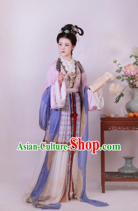 Chinese Song Dynasty Royal Empress Dresses Traditional Court Hanfu Ancient Goddess Garment Costumes
