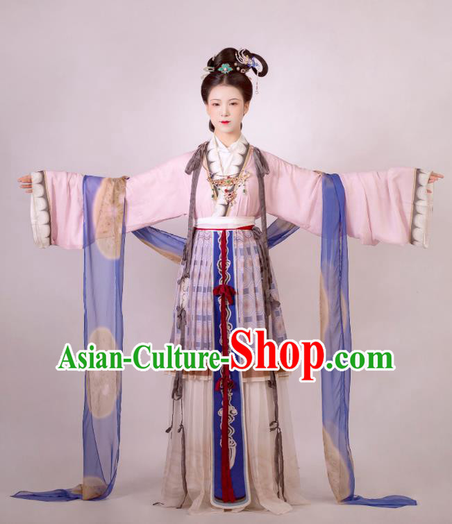 Chinese Song Dynasty Royal Empress Dresses Traditional Court Hanfu Ancient Goddess Garment Costumes