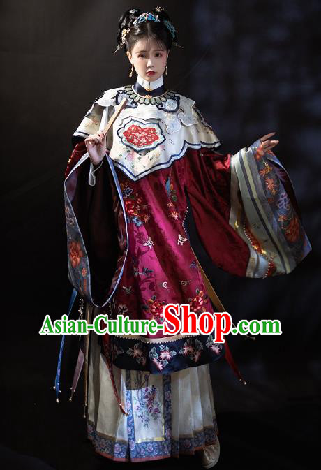 Chinese Palace Female Hanfu Dresses Ancient Empress Clothing Qing Dynasty Court Woman Embroidered Costumes