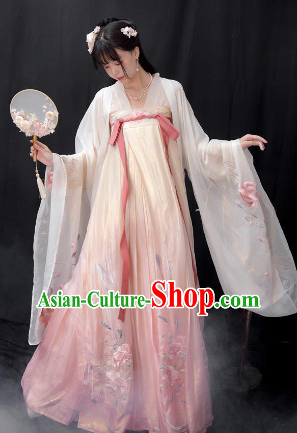 Traditional Female Hanfu Dresses Chinese Ancient Goddess Clothing Tang Dynasty Princess Embroidered Costumes