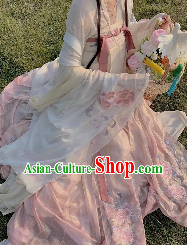 Traditional Female Hanfu Dresses Chinese Ancient Goddess Clothing Tang Dynasty Princess Embroidered Costumes