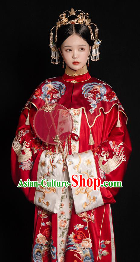 China Ming Dynasty Empress Embroidered Costumes Traditional Hanfu Woman Wedding Dresses Ancient Bride Clothing
