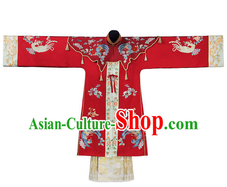 China Ming Dynasty Empress Embroidered Costumes Traditional Hanfu Woman Wedding Dresses Ancient Bride Clothing