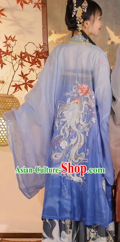 Ancient China Traditional Hanfu Runqun Blue Dress Fairy Costumes Tang Dynasty Woman Clothing