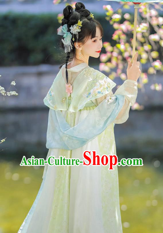 China Hanfu Green Dresses Ancient Young Lady Clothing Traditional Costumes