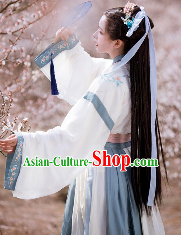 China Jin Dynasty Female Costumes Ancient Swordswoman Clothing Traditional Costumes Hanfu Dresses