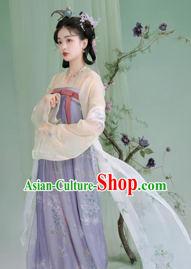 China Ancient Young Lady Dresses Tang Dynasty Court Princess Clothing Traditional Costumes Woman Hanfu