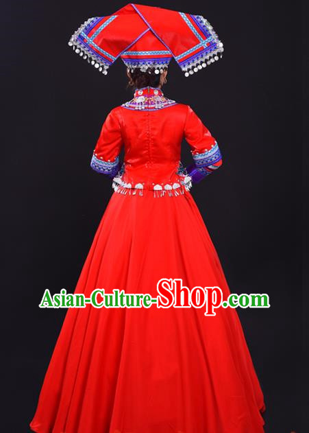 Zhuang Red Costume Hostess Costume Solo Performance Costume Big Swing Skirt Female Suit