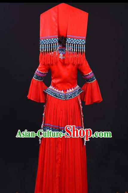 Zhuang Red Costume Hostess Costume Solo Performance Costume Big Swing Skirt Female Suit