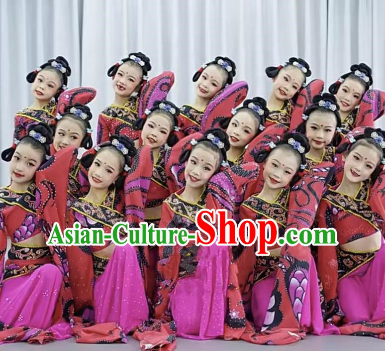 Han And Tang Dance Chu You Performance Costumes Children Chinese Style Classical National Red Water Sleeves Children Performance Costumes
