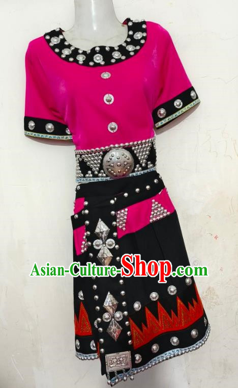China Ethnic Yunnan Wa Minority Costumes National Festival Costumes Dance Performance Costumes