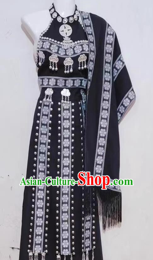 China Ethnic Yunnan Hani Minority Costumes National Festival Costumes Dance Performance Costumes