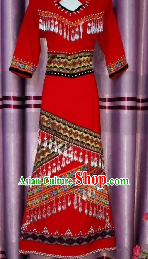 China Ethnic Yunnan Lincang Wa Minority Women Dance Performance Costume Minority Traditional Culture Festival Costume