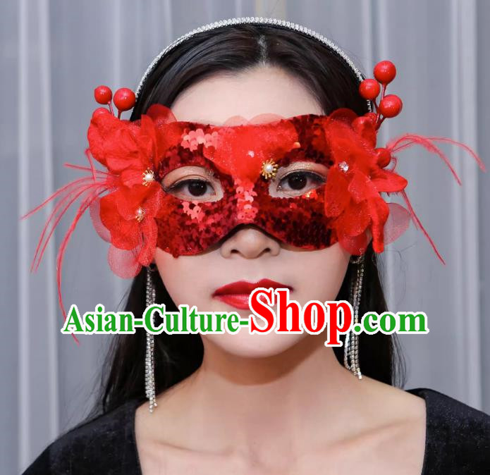 Christmas Red Mask Half Face Show Sexy Wedding Mask Masquerade Party Halloween