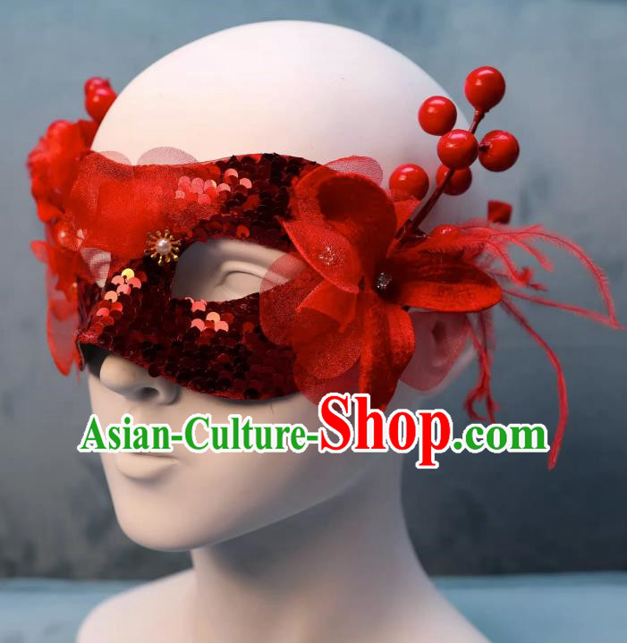 Christmas Red Mask Half Face Show Sexy Wedding Mask Masquerade Party Halloween
