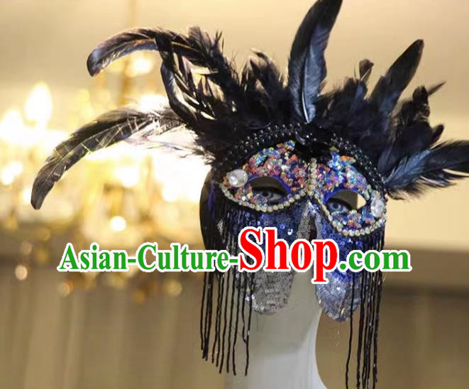 Indian Tribal Ethnic Feather Men's Mask Performance Art Catwalk Party Halloween