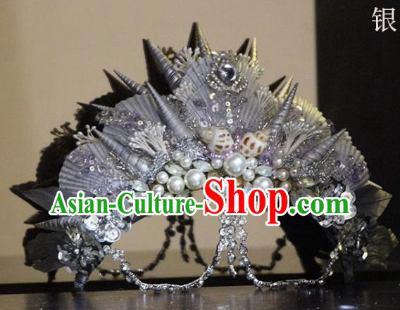 Natural Shell Mermaid Crown Series Fantasy Mermaid Crown Headdress Silver Purple Shell Crown