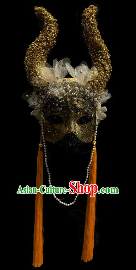 Chinese Hanfu Golden Tassel Mask Halloween Party Prom Mask