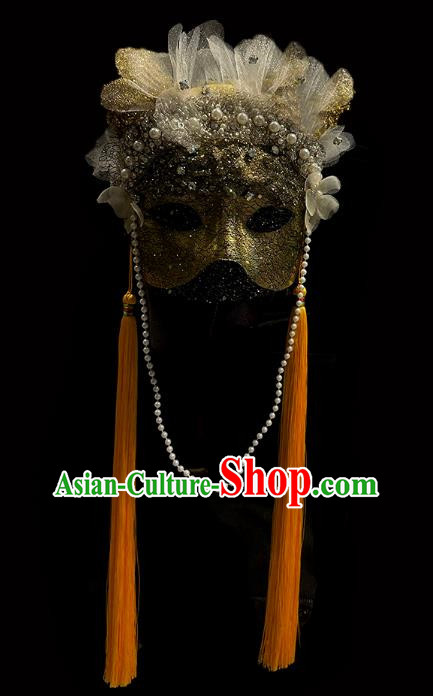 Chinese Hanfu Golden Tassel Mask Halloween Party Prom Mask