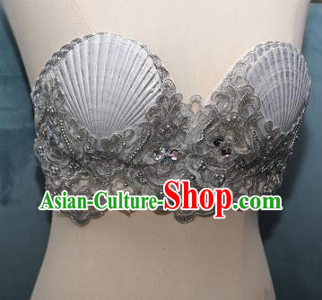 Ocean Wind Mermaid Princess Scallop Bra Natural Shell Bra Pearl Shark Costume