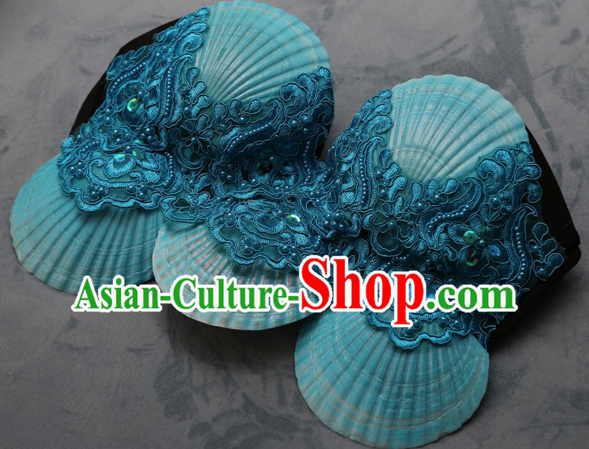 Ocean Wind Mermaid Princess Scallop Bra Natural Shell Bra Pearl Shark Costume